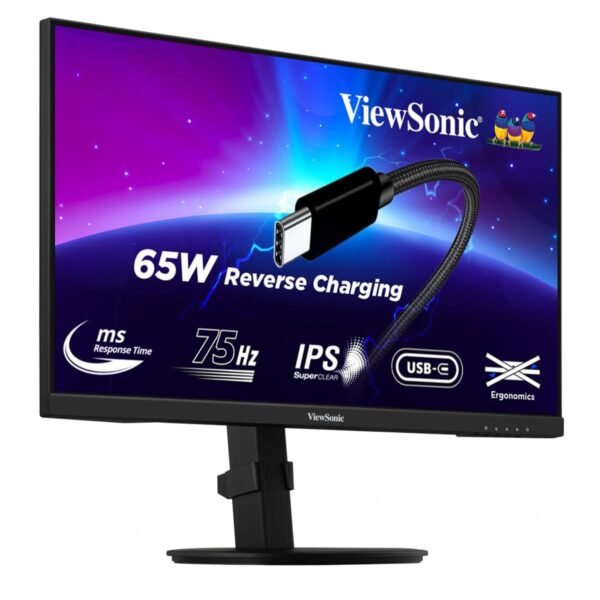 ViewSonic VG2409-MHU 60.96 Cm (24") IPS FHD Professional Monitor, USB Type-C One Cable Solution 65W Laptop Charge back, Height Adjustment, Eye Care, Bezel less, Wall Mount , 2xSpeaker, HDMI, USB-C, 104%sRGB