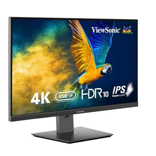 ViewSonic 68.58 Cm (27") IPS 4K UHD Monitor One Cable Solution USB Type-C 65W Charge Back, HDR10, Height Adjustment, BezelLess,104% sRGB, Eye Care, 2 x HDMI, Display Port, USB-C - VX2762U-4K