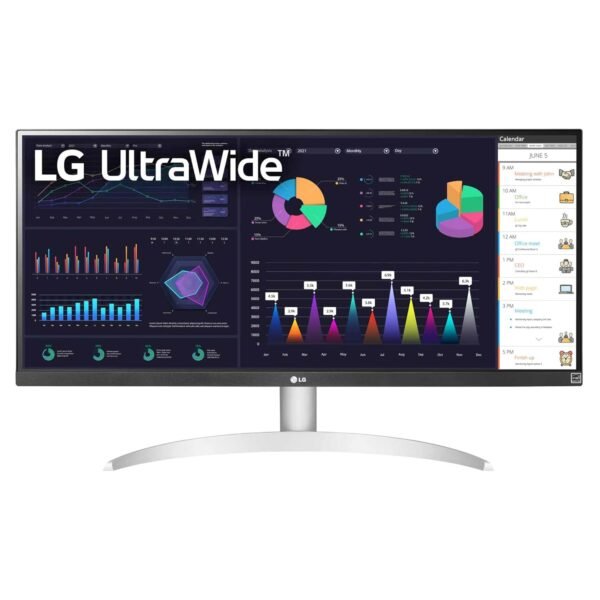 LG 29WQ600 UltraWide 29 inch (73 cm) IPS FHD, 2560x1080 Pixels, Color Calibrated, 100Hz, 7W x 2 Inbuilt Speaker, USB-C, Display Port, HDMI, White Color