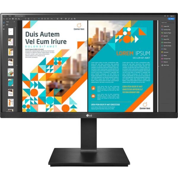 LG 24QP550 24 inch (60 cm) QHD (2K) (2560 x 1440) Pixels, IPS-sRGB 99%, Height Adjust, Pivot (2Way), Swivel, Display Port, HDMIx 2, 3 Side Slim Border, Black Color