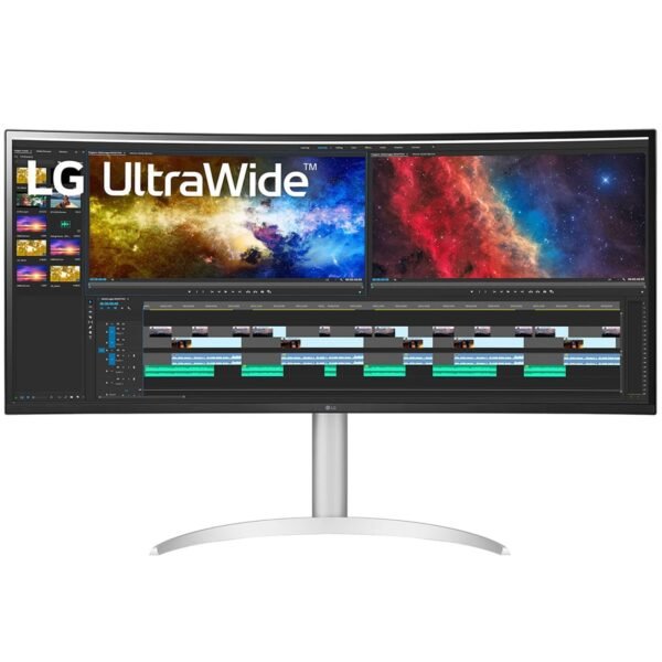 LG 38WP85C-W (38 Inch Ultrawide Monitor Curved (3840 * 1600) QHD IPS Display with USB Type-C, Power Performance, HDR 10, Dci-P3 95%,AMD Freesync,Tilt / Height Adjustable Stand, Dp, HDMI , Head Phone Out