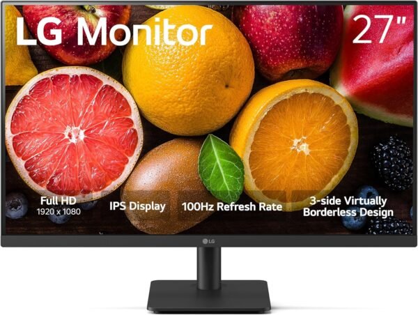 LG 27MS500 FHD Monitor 27" Full HD (1920x1080) IPS Display, 100Hz Refresh Rate, Reader Mode & Flicker Safe, 5ms (GtG) Response time, 3-Side Virtually Borderless Design, Tilt Adjustment