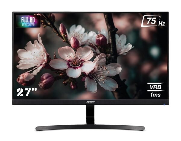 Acer K273 B 27 Inch IPS Full HD LCD Monitor with LED Back Light |1Ms VRB 75Hz Refresh Rate | AMD Free Sync Technology | Zero Frame Design | 1 X VGA 1 X HDMI with Inbox HDMI Cable | Stereo Speakers, Black