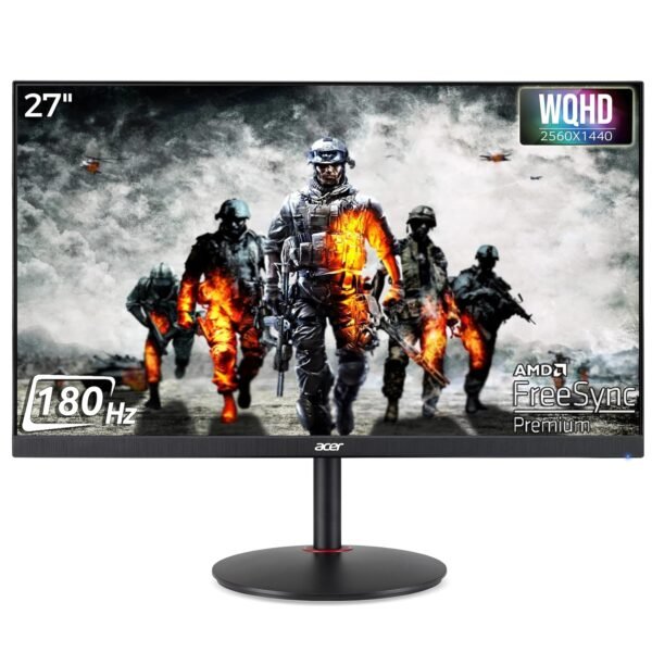 Acer Nitro XV272U V3 27 Inch IPS WQHD 2560 X 1440 Pixels Gaming Backlight Led LCD Monitor | Delta E<1,Dci-P3 95% | 180Hz Refresh Rate, 0.5Ms Resonse Time | HDR 400 | AMD Free Sync | Eyesafe Certified ,Black