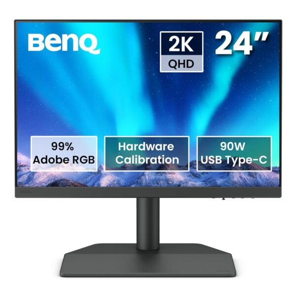BenQ SW242Q 24" WQXGA 16:10 HDR10 Photo & Video Editing Monitor | 99% Adobe RGB | 98% P3 | USB-C (90W) | DeltaE<1.5 | 16-bit 3D LUT| Pantone Validated| Hardware Calibration| Card Reader| HDMI| DP (Black)