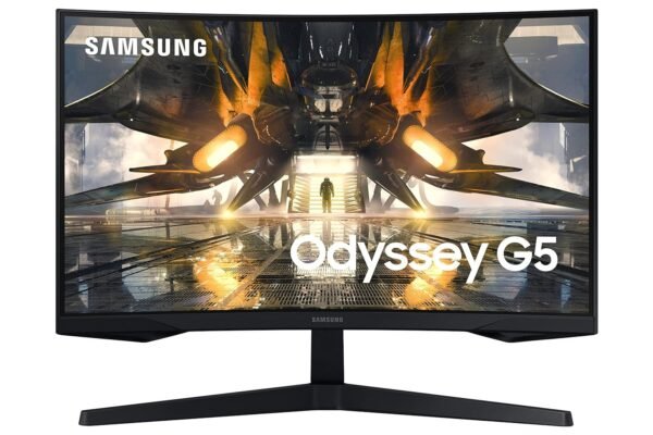 Samsung LS27AG550EWXXL 27-Inch(68.5Cm) Odyssey G5 Gaming, QHD 2K, 165Hz, 1Ms, 1000R Curved LCD Monitor, AMD Freesync Premium, Hdr10
