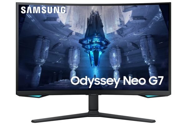 Samsung LS32BG750NWXXL 32-Inch (80cm) 4K UHD Odyssey Neo G7 Gaming, 165 Hz, 1ms Curved Monitor, 3840 x 2160 Pixels, Mini-LED, Height Adjustable Stand, Matte Display, HDR2000, (Black)
