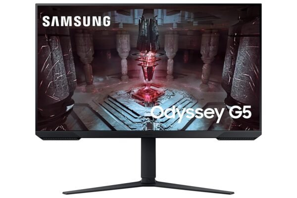 Samsung LS32CG510EWXXL Odyssey G5 Gaming Monitor 80cm (32") QHD 2560 X 1440, 165 Hz, 1ms(MPRT), HDR10, AMD Freesync, DP, HDMI, Height, Tilt, Pivot Adjust Stand, Bezel Less, Eye-Saver, Black