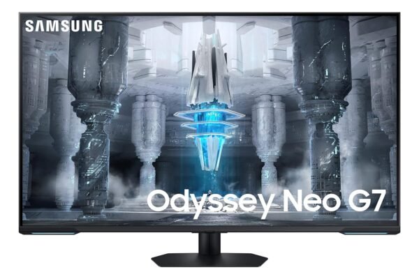 Samsung LS43CG700NWXXL 43-inch(108cm) Odyssey Neo G7 UHD, 144Hz, 1 ms, Flat Gaming Monitor, Smart TV, Gaming Hub, Quantum Mini LED, HDR600, Game Bar, AMD FreeSync Premium Pro, (Black)
