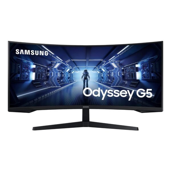 Samsung LC34G55TWWWXXL 34-inches 86.42cm LED Odyssey G5 Ultra WQHD, 165 Hz, 1ms, 1000R Curved Gaming Monitor, HDR10, AMD FreeSync Premium, Black, 3440 X 1440 (WQHD) Pixels