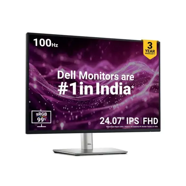 Dell P2425 Black 60.45cm (24") FHD Monitor 1920x1080 at 100Hz, Response Time: 5ms(Fast), Ficker Free, 99% sRGB, Brightness: 300 cd/m2(Typical), Ports: 1x HDMI, 1x DP, 1x RJ45, 1xVGA, 5X USB 3.2