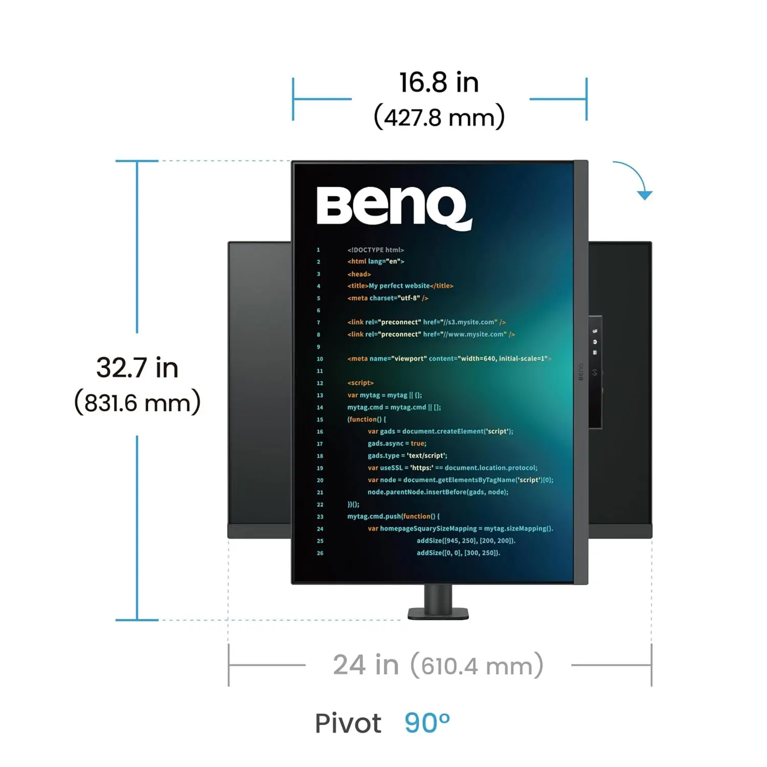 BenQ RD280UA 28.2” 4K+ 3840x2560 3:2 Special Ratio Programming Monitor with Ergo-Arm and Backlight | 90W USB Type-C|Advanced Coding Mode|Nano Matte Panel|Night Hours Protection|Coding HotKey 8 BenQ RD280UA 28.2” 4K+ 3840x2560 3:2 Special Ratio Programming Monitor with Ergo-Arm and Backlight | 90W USB Type-C|Advanced Coding Mode|Nano Matte Panel|Night Hours Protection|Coding HotKey - Image 8