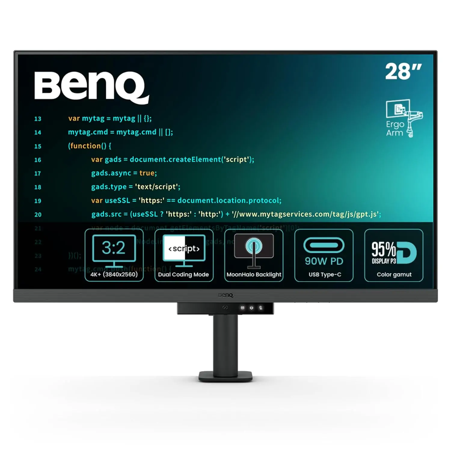 BenQ RD280UA 28.2” 4K+ 3840x2560 3:2 Special Ratio Programming Monitor with Ergo-Arm and Backlight | 90W USB Type-C|Advanced Coding Mode|Nano Matte Panel|Night Hours Protection|Coding HotKey 1 BenQ RD280UA 28.2” 4K+ 3840x2560 3:2 Special Ratio Programming Monitor with Ergo-Arm and Backlight | 90W USB Type-C|Advanced Coding Mode|Nano Matte Panel|Night Hours Protection|Coding HotKey