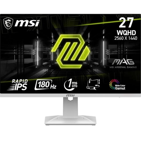 MSI MAG 274QRFW 27 Inch WQHD Gaming Monitor - 2560 x 1440 Rapid IPS Panel, 180 Hz / 1ms GtG, 123% sRGB Colour Gamut, Fan-Less Design, DisplayHDR 400 - DP 1.4a, HDMI 2.0b