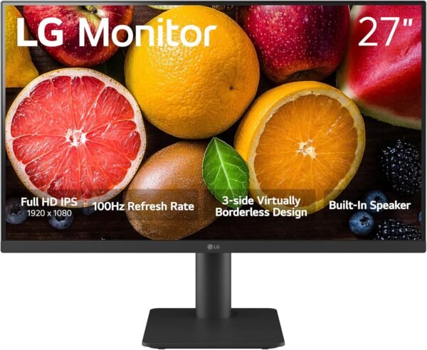 LG 27MS550-B 27 inch IPS FHD (1920x1080) 100Hz 5ms Reader Mode Tilt/Height Adjustable Stand Built in Speaker Borderless Design OnScreen Control Black Stabilizer DAS Crosshair HDMI Black