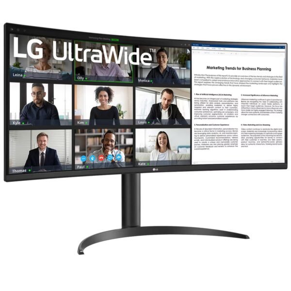 LG 34WR55QC (34 inch) 21:9 WQHD (3440 x 1440) Curved UltraWide Monitor, HDR 10, sRGB 99%(Typ.), 100Hz Refresh Rate, USB Type-C with PD, AMD FreeSync, Virtually Borderless, Height, Tilt, Black