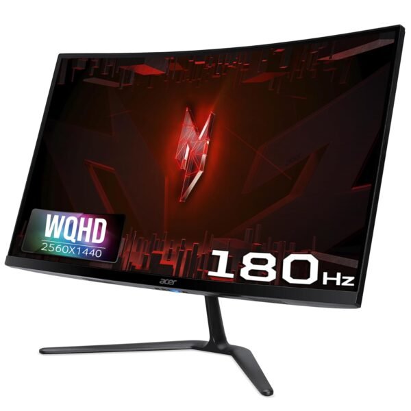 Acer ED270U S3 27 Inch WQHD 2560x1440 1500R Curved Gaming Backlit LED Monitor I 1MS VRB, 180Hz Refresh Rate I AMD FreeSync I 2 x HDMI 1 x Display Port I Stereo speakers I Eye Care I HDR 10 I Black