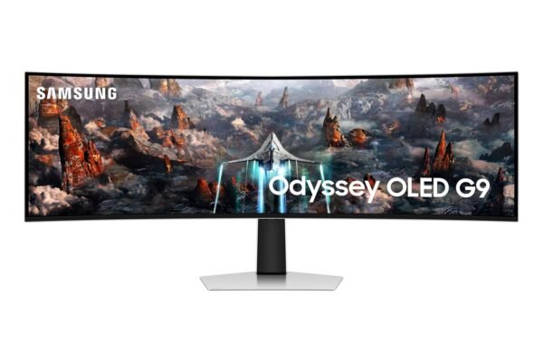 Samsung Odyssey OLED G9 LS49CG930SWXXL 49-inch Dual QHD (5120 x 1440) Curved 1800R Gaming Monitor, 240Hz, 0.03ms, FreeSync Premium Pro, G-Sync, Quantum Dot, HDR10+, Speaker, HAS (Silver)