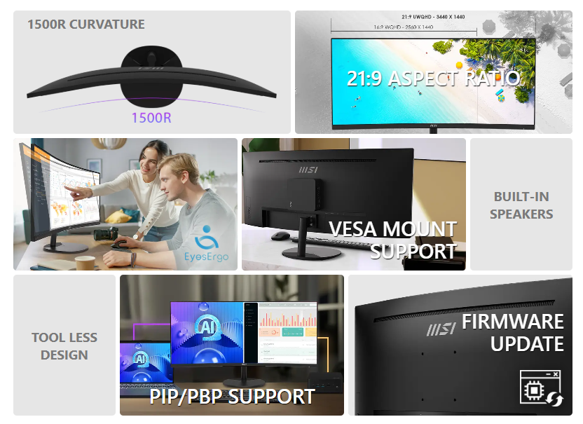 MSI PRO MP341CQ E12 34 Inch UWQHD 120Hz Curved Monitor 1 MSI PRO MP341CQ E12
