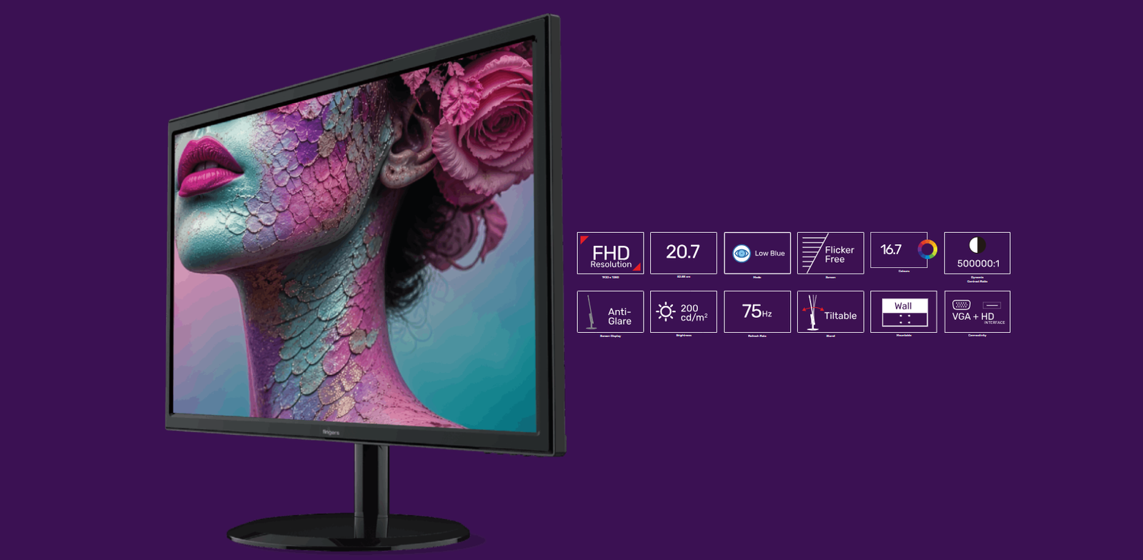 FINGERS Satin-2074 21 Inch 75Hz Full HD LED Monitor 1 FINGERS Satin-2074