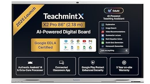 Teachmint X 86 LD Series 86 Inch 4K Smart Classroom Display With Android 16, Google EDLA, 40-Point IR Touch & EduAI 5 Teachmint X 86 PD
