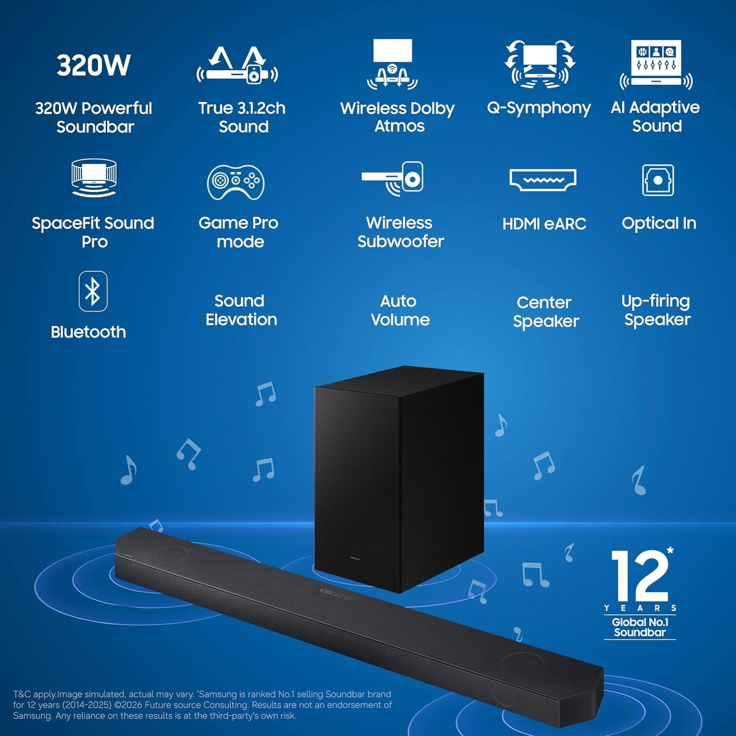 Samsung HW-Q990H 756W 11.1.4Ch Soundbar | Dolby Atmos & Q-Symphony 6 Samsung HW-Q990H