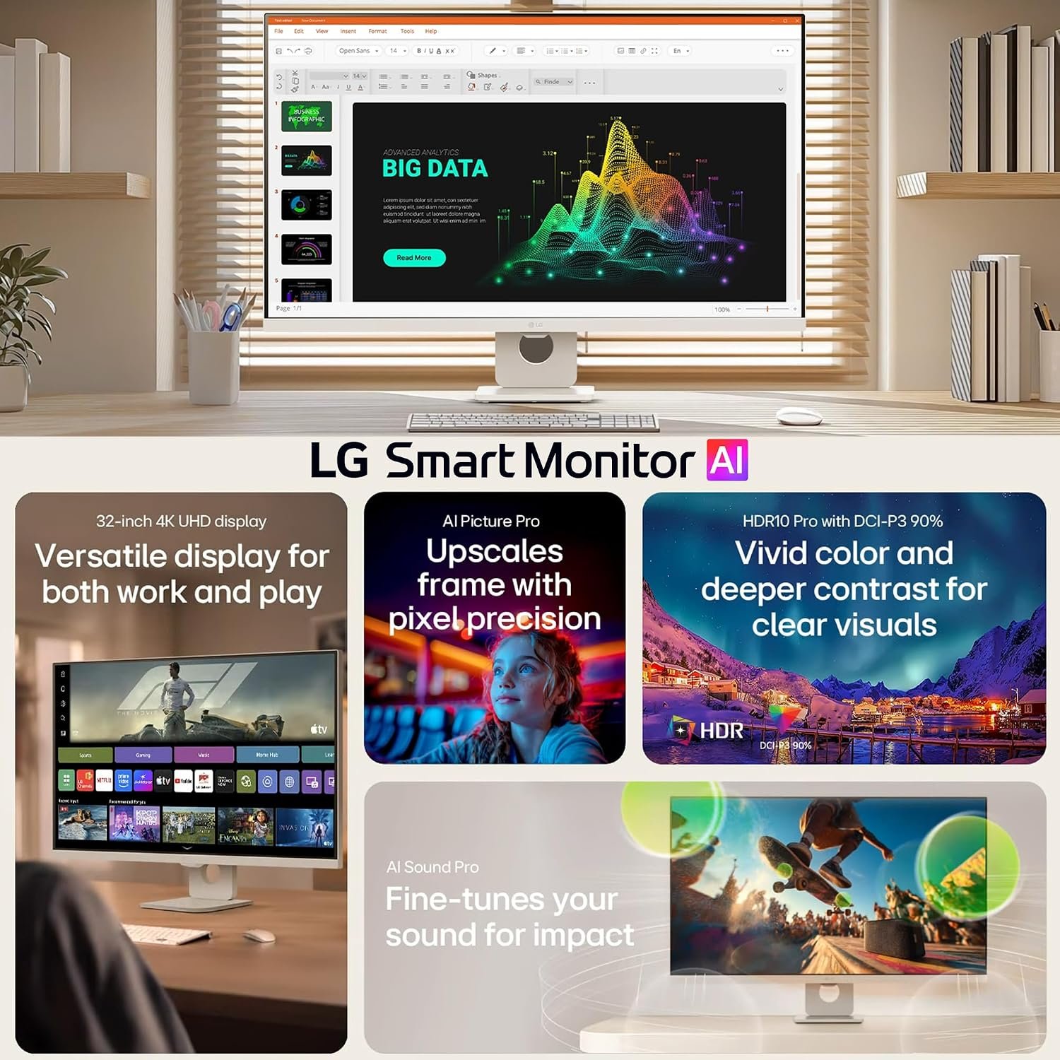 LG 32U721SB-W 32 Inch 4K UHD USB-C 65W Smart Monitor 7 LG 32U721SB-W