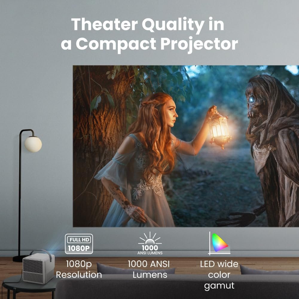 BenQ GP100 Portable Full HD Projector with 1000 ANSI Lumens, 97% Rec.709 & Smart Entertainment 2 BenQ GP100A