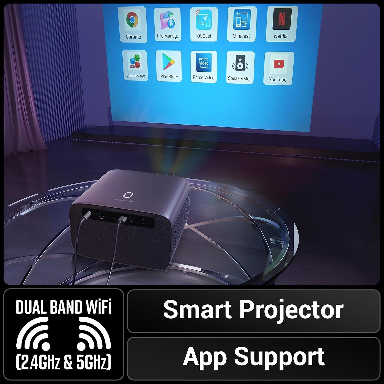 Zebronics PixaPlay 59 ZEB-SLP 2 Smart Projector with 1080p FHD, 23,000 Lumens, 200-Inch & Auto Setup 4 Zebronics PixaPlay 59