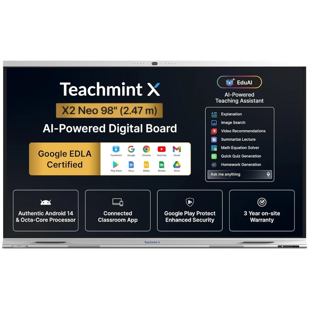 Teachmint X 98 PB Series 98 Inch 4K Smart Interactive Display with Android 16, 40-Point Touch & EduAI 2 Teachmint X 98 PB