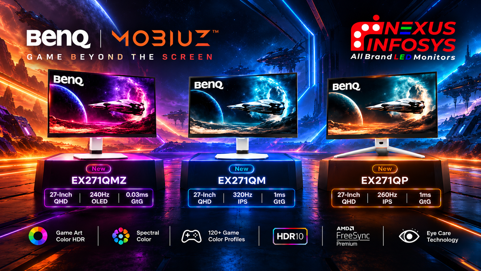 3 Upcoming BenQ MOBIUZ Gaming Monitors in India 1 EX271QM, EX271QMZ and EX271QP